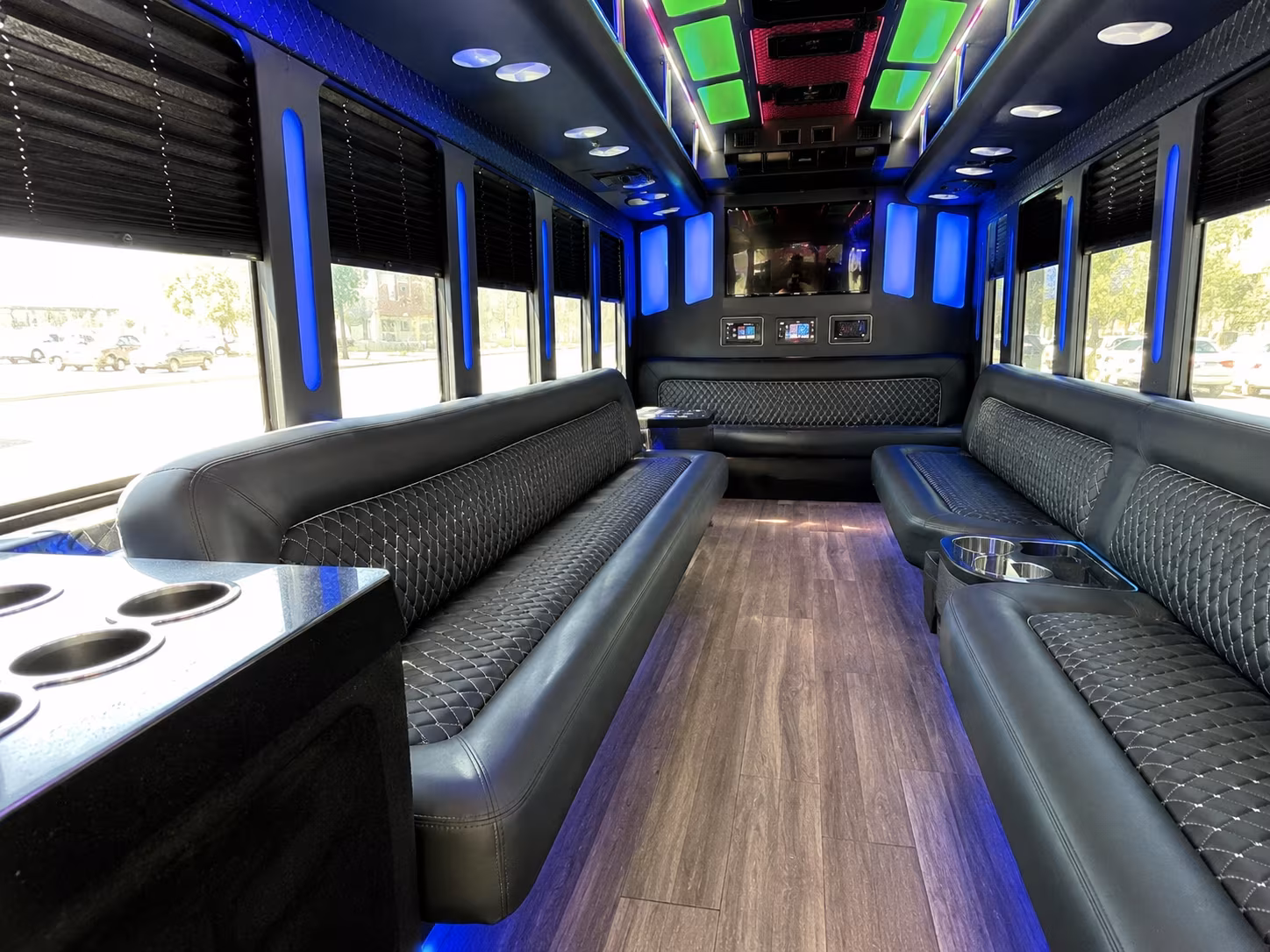 davie 15 passenger party bus inside