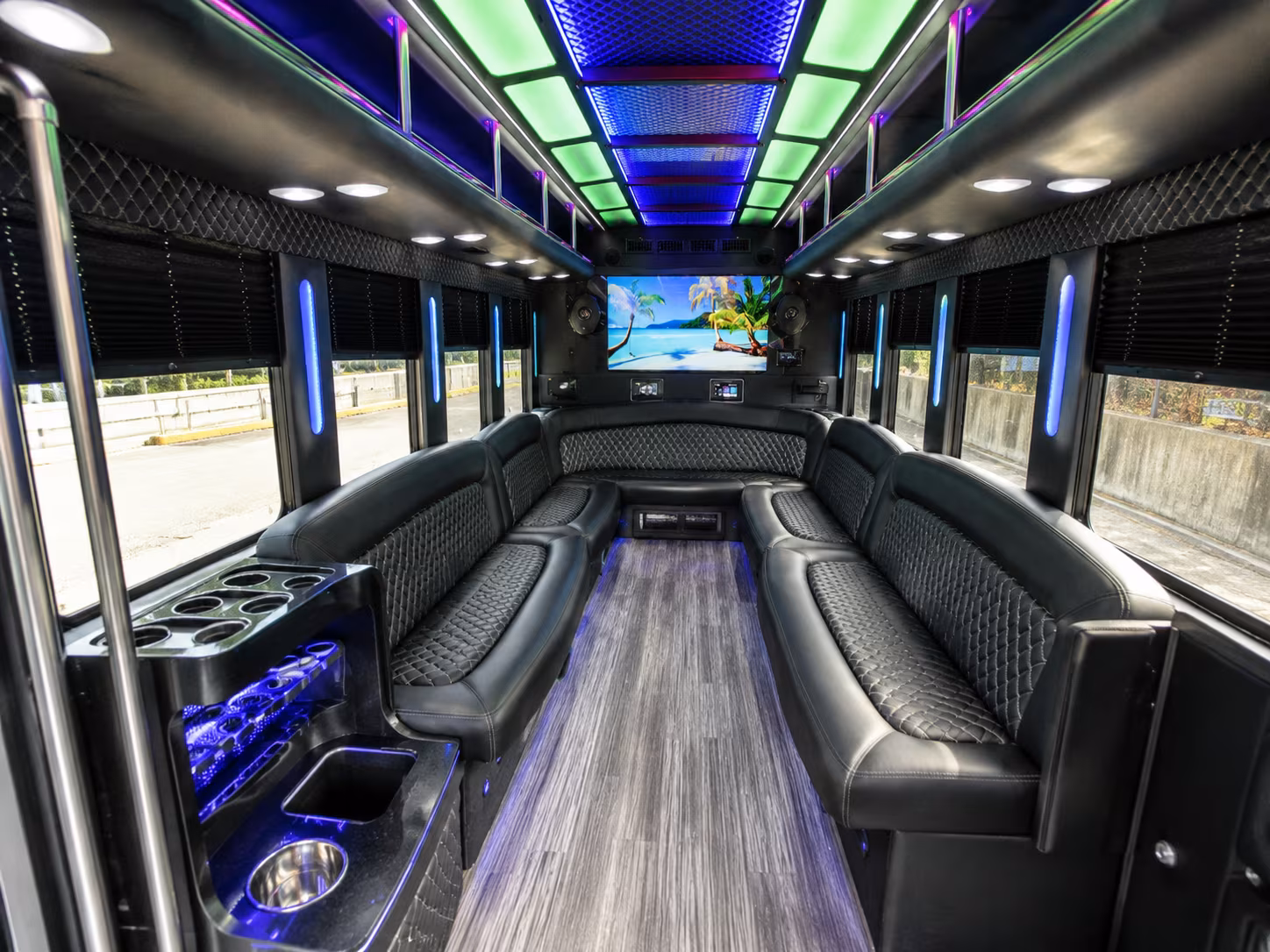 davie 18 passenger party bus inside