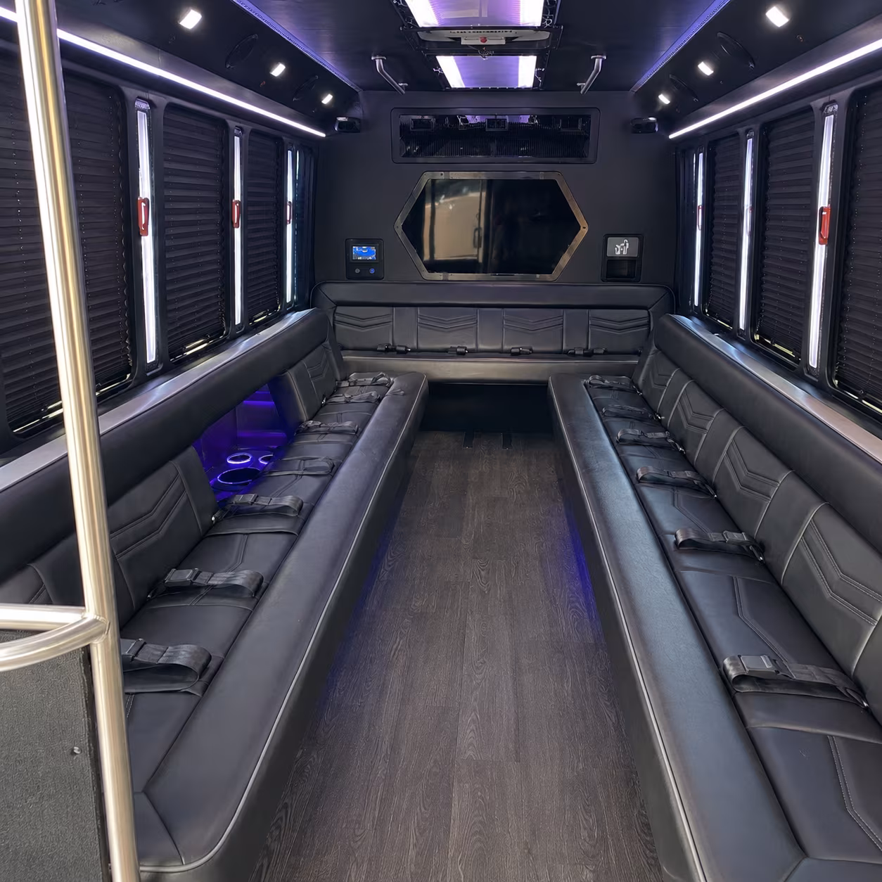 davie 18 passenger party bus interior