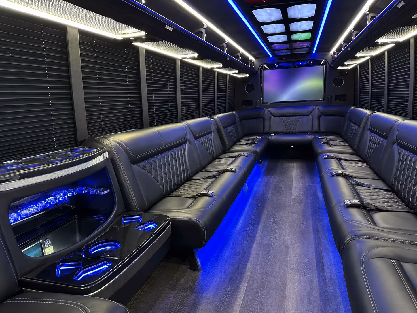 davie 20 passenger party bus inside