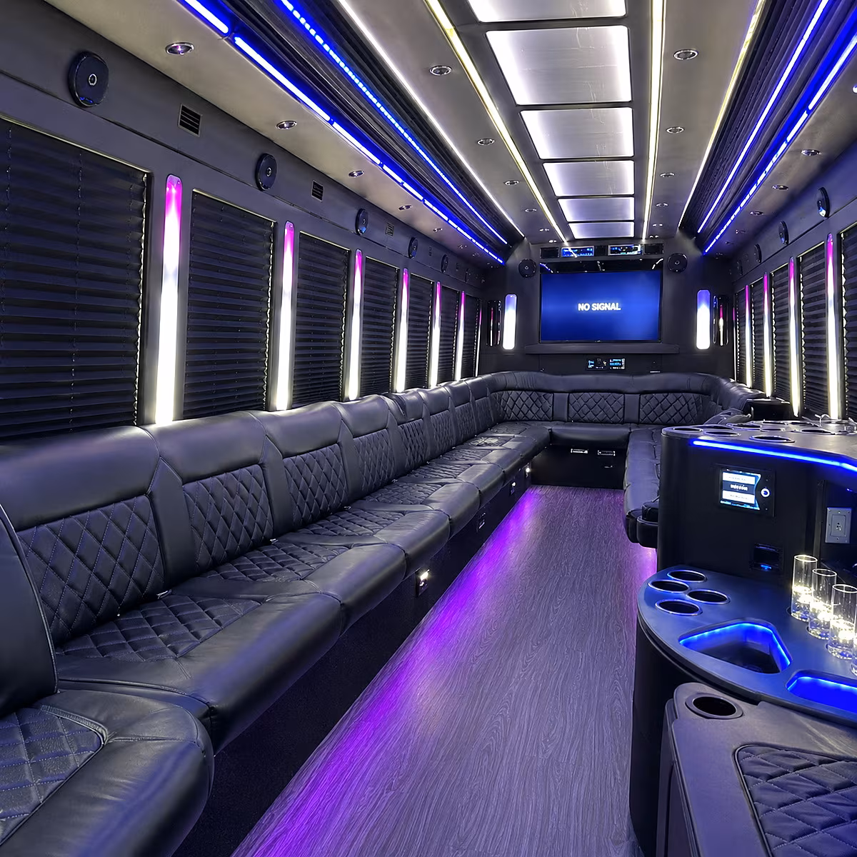 davie 30 passenger party bus inside