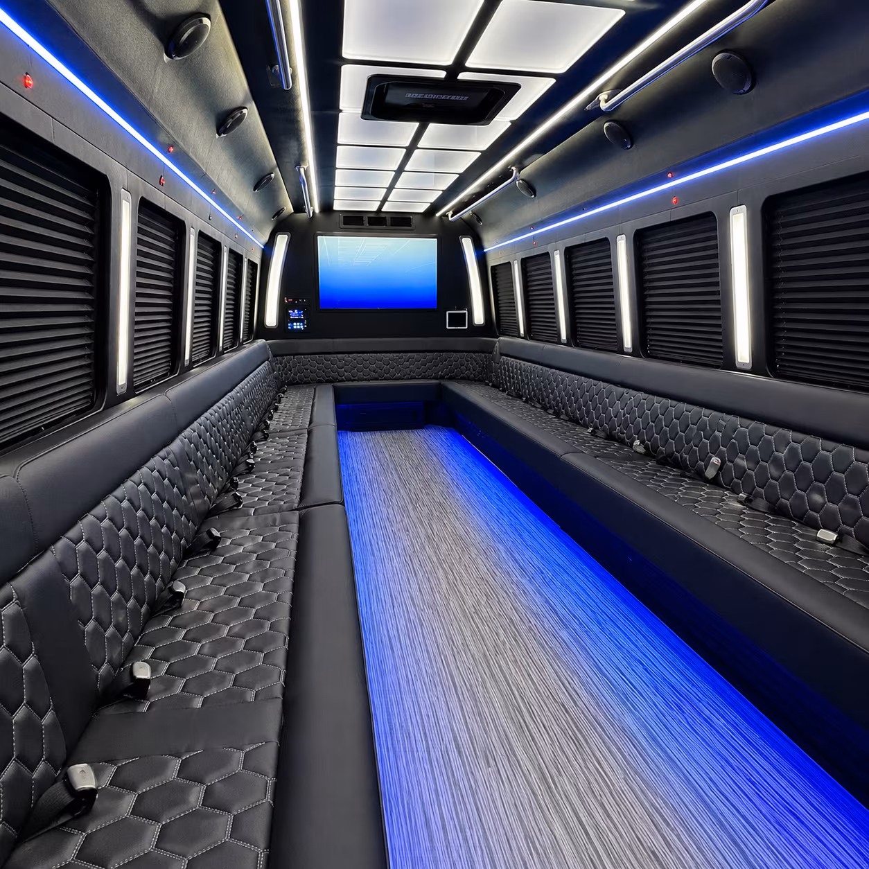davie 50 passenger party bus inside